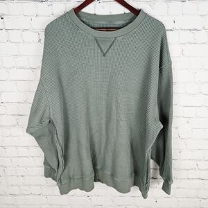 AERIE | The Sweat waffle knit long sleeve crewneck top